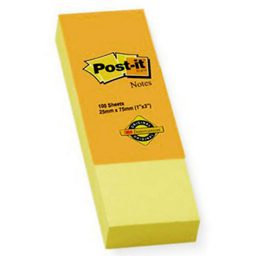 3M Post-It 1x3 Pad Yellow (100 Sheets)