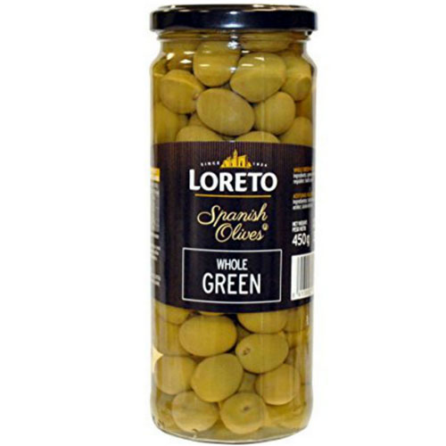 Loreto Whole Green Olives 450g