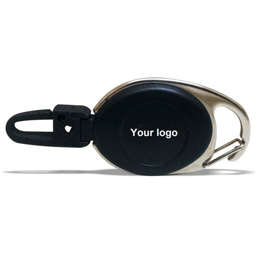 YO YO Oval Retractable Clip Black with Branding